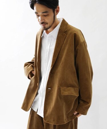 WEB限定 ビッグシルエット コーデュロイ テーラードジャケット/セットアップ対応