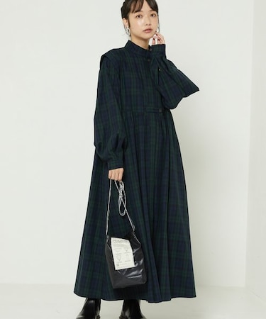 バルーンスリーブフレアマキシワンピース