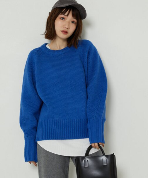 カラー天竺ニットプルオーバー