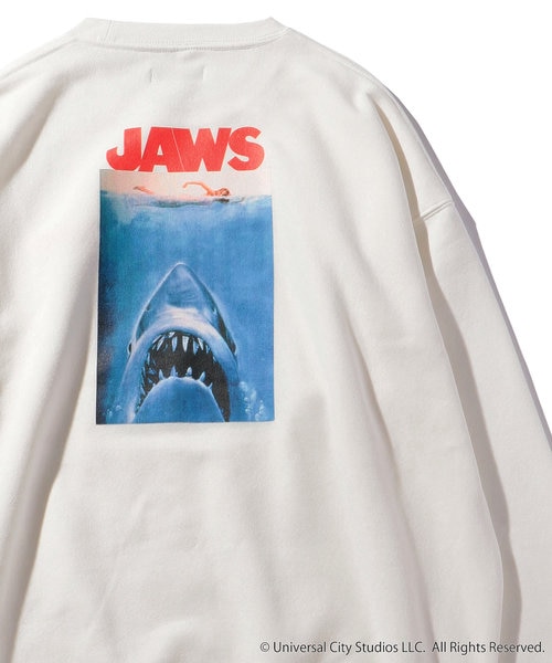 WEB限定 JAWS/ジョーズ 別注 ビッグシルエット バックプリント クルー