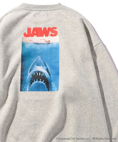 WEB限定 JAWS/ジョーズ 別注 ビッグシルエット バックプリント クルー