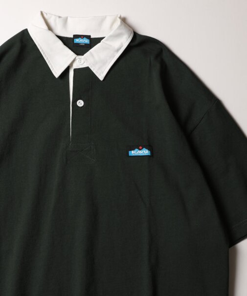 WEB限定 KAVU×FREAK'S STORE/カブー 別注 ビッグシルエット SS ラガーシャツ/襟配色/クレリック