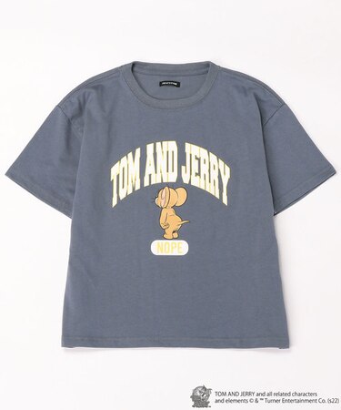 WEB限定 TOM and JERRY/トムとジェリー 別注 ビッグシルエット アーチロゴ プリントTシャツ/カレッジロゴ