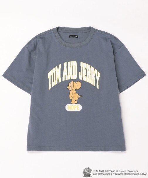 WEB限定 TOM and JERRY/トムとジェリー 別注 ビッグシルエット アーチロゴ プリントTシャツ/カレッジロゴ