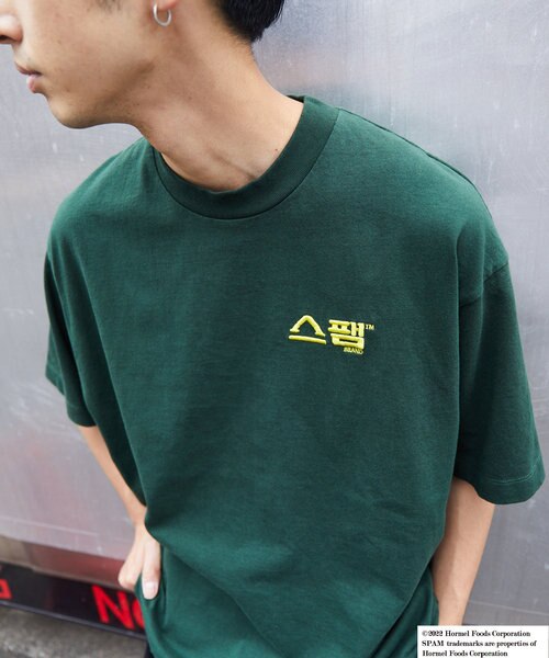SPUM ハングル刺繍 ロゴTEE/スパム ハングルシシュウ ロゴ 半袖T