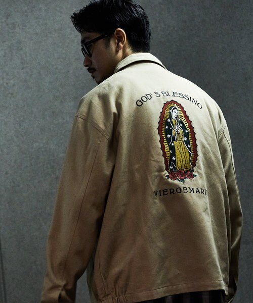 MARIA バック刺繍 ジップアップブルゾン WEB限定 ビッグシルエット MARIA バック刺繍 ジップアップブルゾン