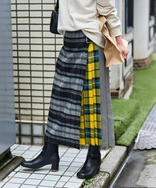 別注Patchwork Kilt/別注パッチワークキルトロングスカート