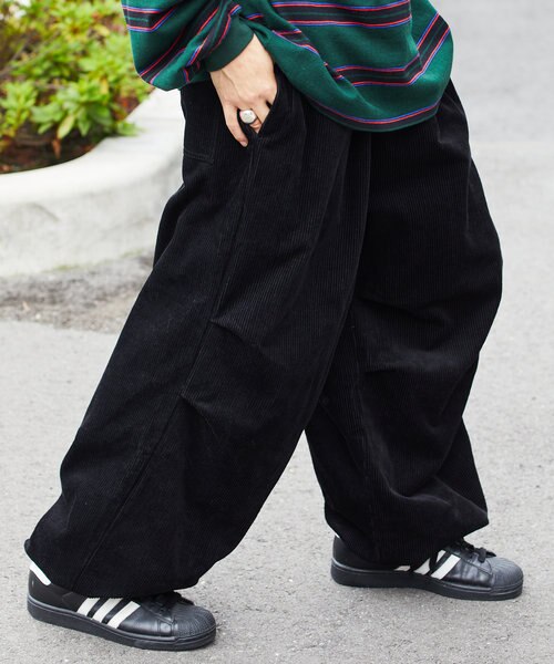 WEB限定 ワイドシルエット コーデュロイパンツ/イージーパンツ