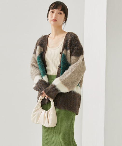 シャギージャガードニットカーディガン