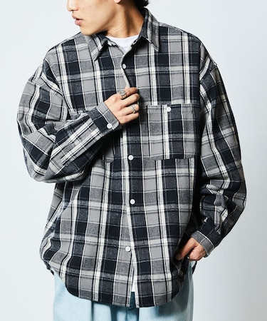 WEB限定 THE ALASKAN×FREAK'S STORE/アラスカン 別注 ビッグシルエット ヘビーネルシャツ/チェックシャツ
