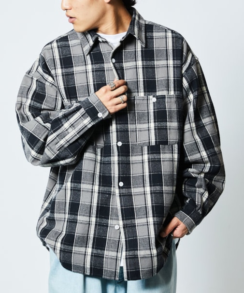 WEB限定 THE ALASKAN×FREAK'S STORE/アラスカン 別注 ビッグシルエット ヘビーネルシャツ/チェックシャツ