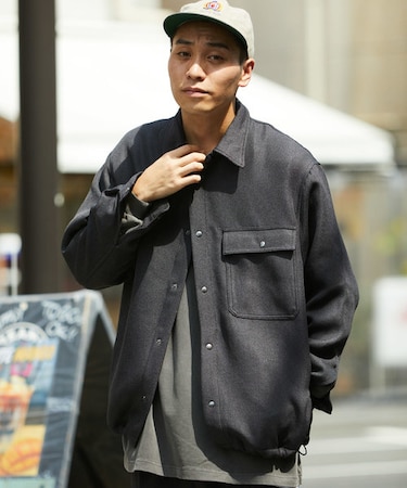 ウーリーシャツコーチJKT/ポリエステルウール/コーチジャケット