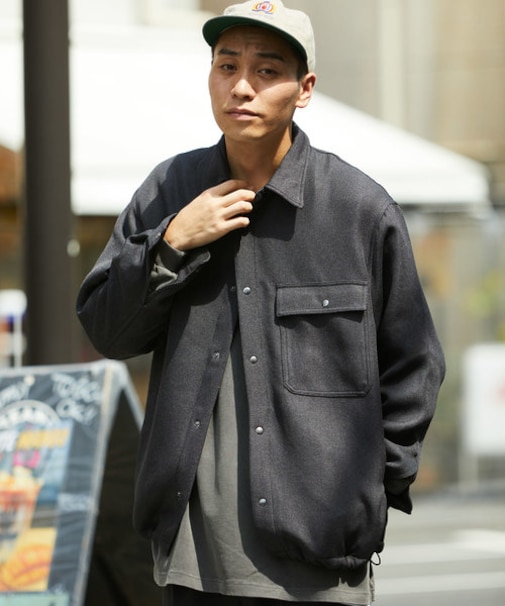 ウーリーシャツコーチJKT/ポリエステルウール/コーチジャケット