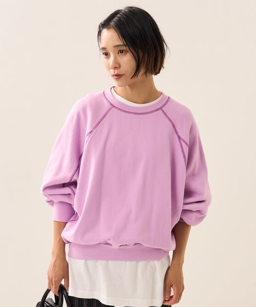 ピンク 蝶刺繍 ラグランスリーブ スウェット 配色ラグランスリーブスウェット｜フリークスストアの通販｜&mall