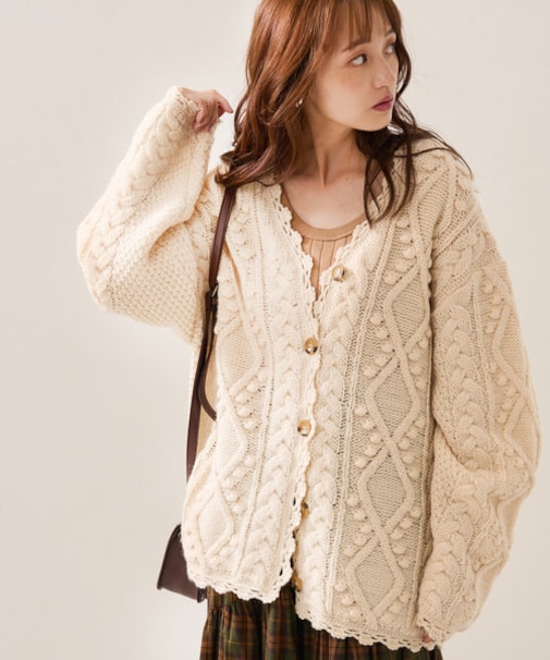 Vintageポップコーンニットカーディガン