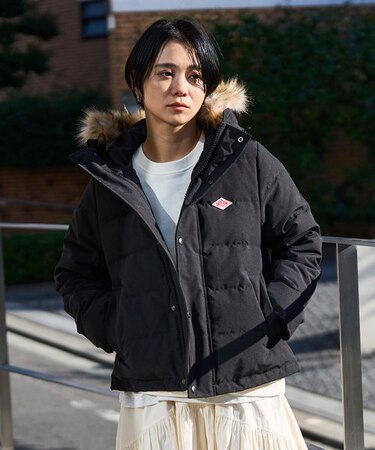 FAKE FAR HOODED DOWN JACKET/フェイクファー フード ダウン 