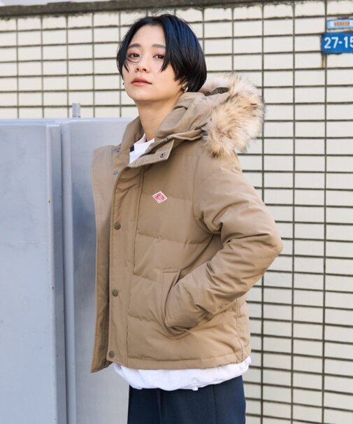 FAKE FAR HOODED DOWN JACKET/フェイクファー フード ダウンジャケット 