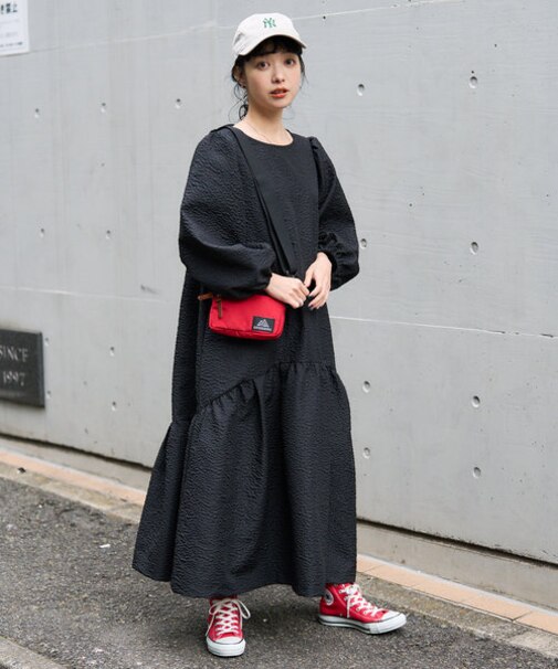 フクレジャガードロングスリーブマキシワンピース