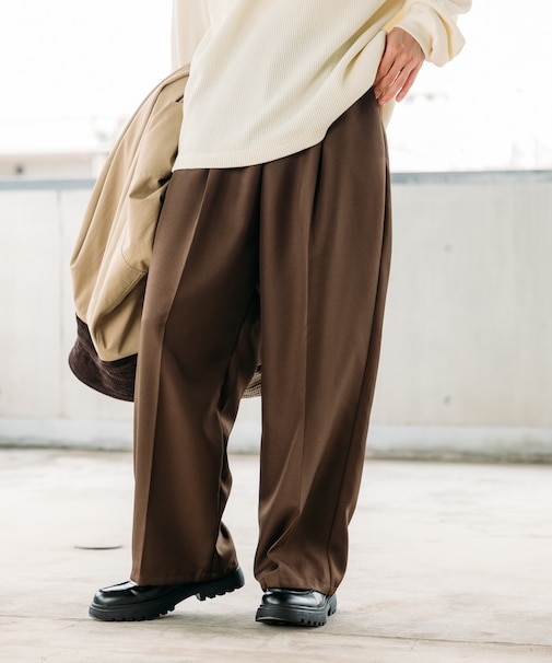 ワイドシルエット スタプレツイル イージースラックス/ワイドスラックス【限定展開】