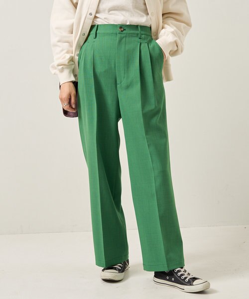 機能素材】リネンライク タックワイドパンツ｜フリークスストアの通販