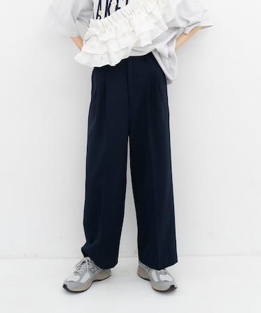 【機能素材】リネンライク タックワイドパンツ