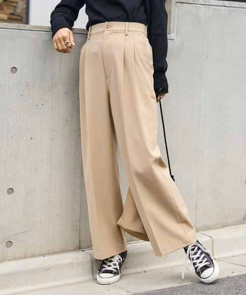 古着 リネンスラックス タックパンツ 極太 ワイドパンツ ストリート 古着 STRUCTURE ツータック リネンパンツ スラックス メンズw30