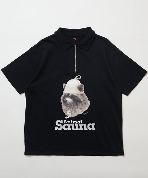 the sauna くまスウェット アライグマ/アニマル/サウナ/ハーフジップ S/S TEE｜フリークス
