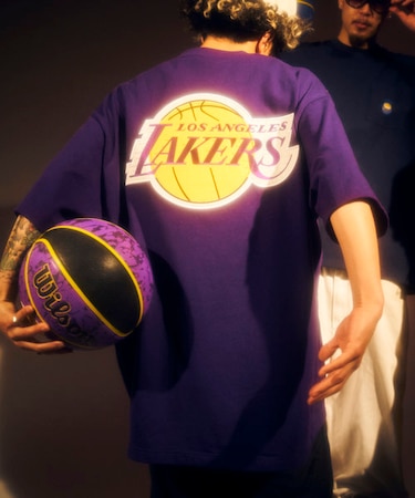 別注NBA BIGロゴ レイカーズロゴ ワッペンTEE ショートスリーブ カットソー/LOS ANGELES LAKERS