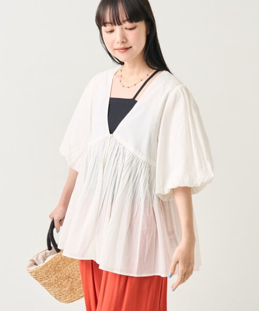 インドボイルＶネックチュニック