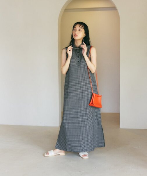 VINTAGEチェックノースリーブワンピース