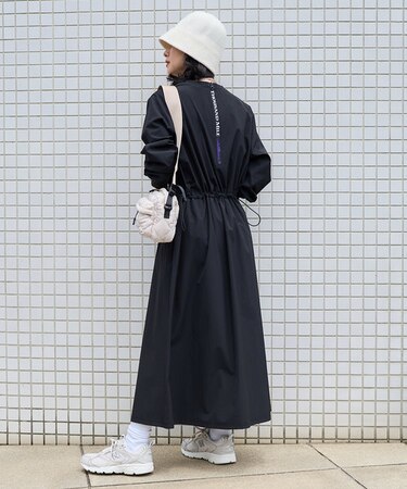 ウエストドローコード長袖ワンピース