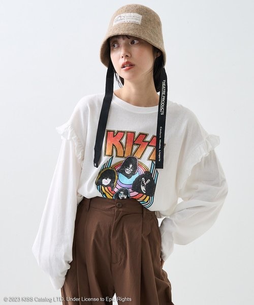 KISS フェイス フリル ロンT / ロックTシャツ / バンドTシャツ