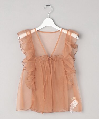 チュール ノースリーブ フリル ブラウス