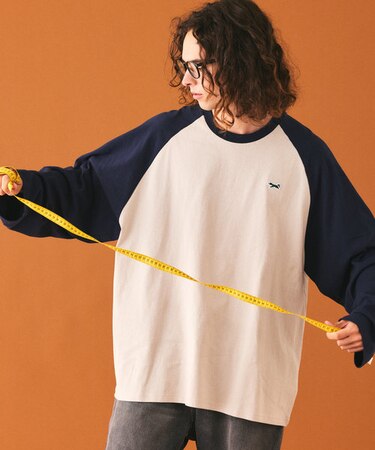 TOWN CRAFT×FREAK'S STORE/タウンクラフト 別注 The FOX ワンポイントロゴ ラグランスリーブ ロンT