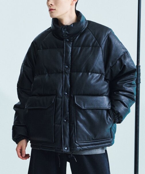 フェイクレザー パディングジャケット/中綿/ブルゾン