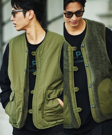 リバーシブル ボアベスト/ミリタリー