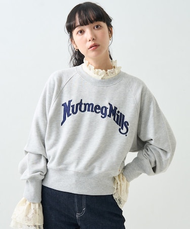 NUTMEG MILLS ロゴ ショート スウェット/ナツメグミルズロゴショートスウェット