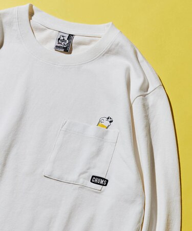 限定展開 CHUMS×FREAK'S STORE/チャムス 別注 ワンポイント刺繍 ロングスリーブ ポケットTシャツ/ロンT/ポケT