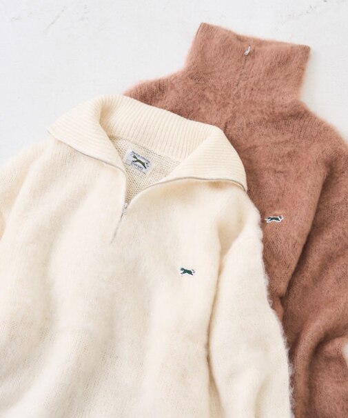 モヘアライク ハーフジップ/プルオーバーニット