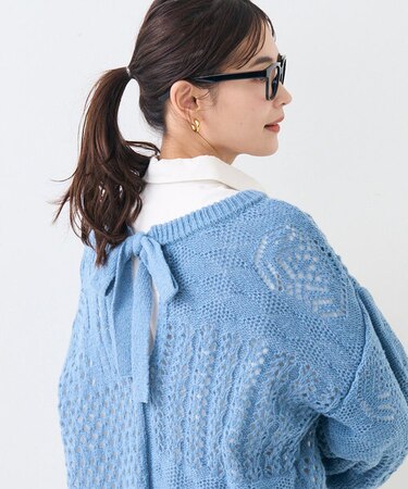 2WAY リボン 透かしニット