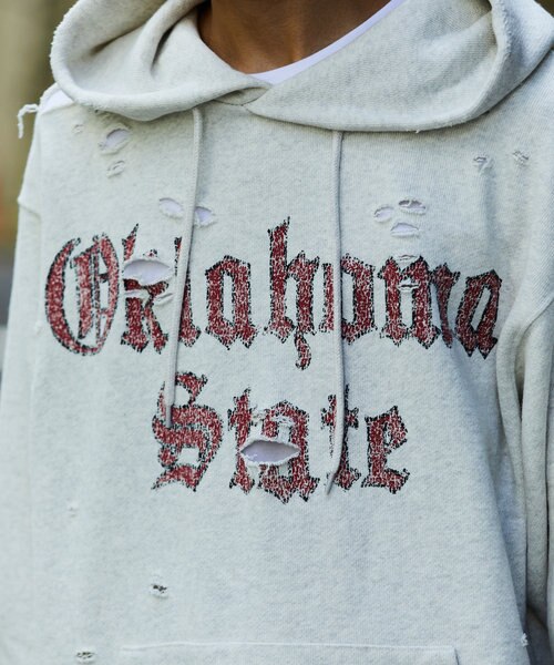 15oz HEAVY WEIGHT フーディー OKLAHOMA/ダメージ加工