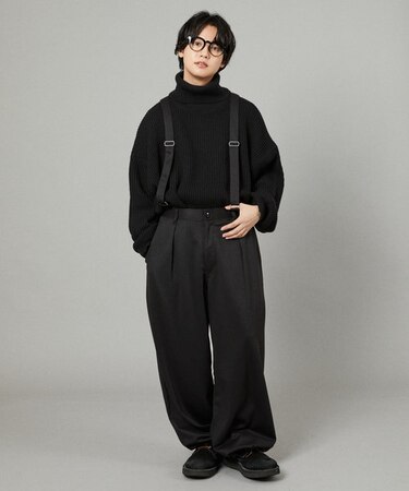 限定展開 ゆうたろう×FREAK'S STORE ワイドシルエット サスペンダー付き オーバーパンツ