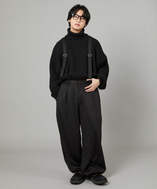 限定展開 ゆうたろう×FREAK'S STORE ワイドシルエット サスペンダー付き オーバーパンツ
