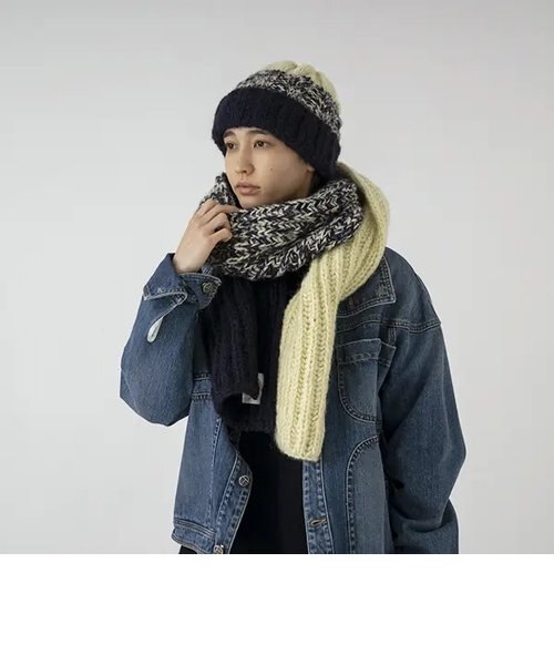 NKNIT マフラーshaggy logo KNIT long scarf HAND KNIT LONG MUFFLER