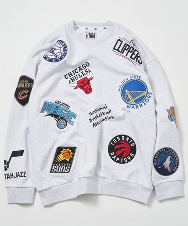 別注 NBA チームワッペン刺繍 裏毛 クルーネックスウェット 