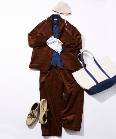 限定展開 ワイドシルエット コーデュロイ セットアップ/テーラード 