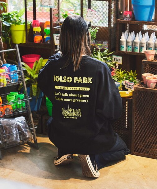 限定展開 SOLSO PARK×FREAK'S STORE/ソルソパーク 別注 ビッグシルエット バックプリント クルーネックスウェット