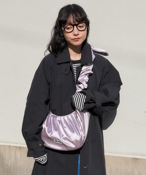 別注 2WAY リボン ギャザー ショルダーバッグ