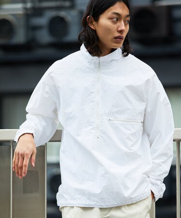 NYLON HALF ZIP BLOUSON SOLID/ナイロンハーフジップブルゾン 