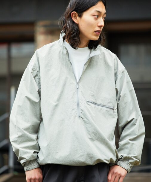 NYLON HALF ZIP BLOUSON SOLID/ナイロンハーフジップブルゾン 